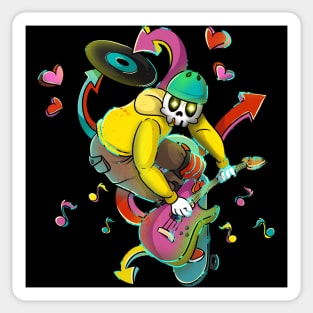 Skateboarding Skelton Guitarist Skull Skater Sticker